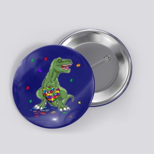 Autism Awareness Dinosaur Funny Gift Tgiftrex Heart Puzzle Pieces Funny Gift Button