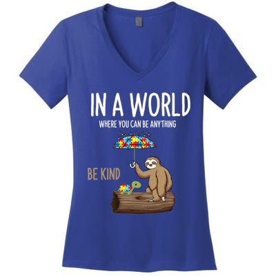 Autism Awareness Day Be Kind Special Education Teacher Squad Gift Women's V-Neck T-Shirt