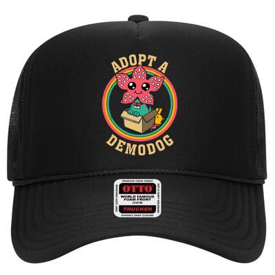 Adopt A Demodog Funny Dogs Lovers High Crown Mesh Back Trucker Hat