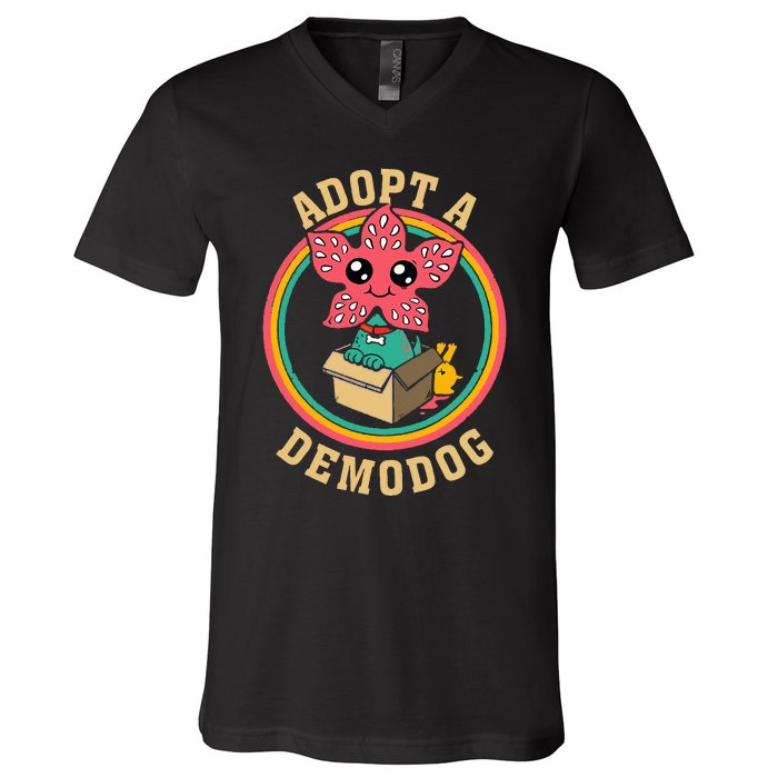 Adopt A Demodog Funny Dogs Lovers V-Neck T-Shirt