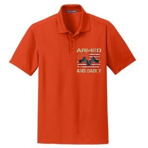 Armed And Dadly Funny Deadly Father For Fathers Day Dry Zone Grid Polo