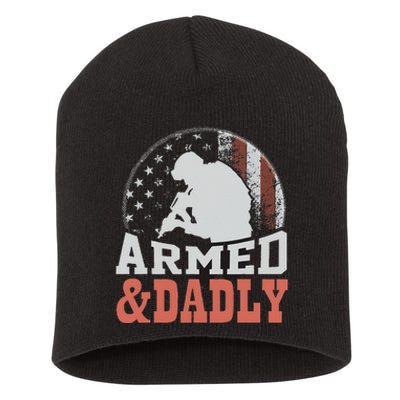 Armed And Dadly Funny Father Gifts for fathers day Short Acrylic Beanie