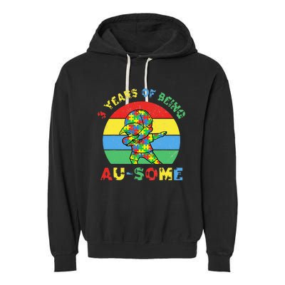 Autism Awareness Dabbing Awesome 3 Year Old 3rd Birthday Garment-Dyed Fleece Hoodie