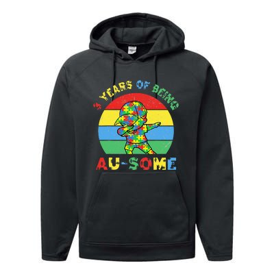 Autism Awareness Dabbing Awesome 3 Year Old 3rd Birthday Performance Fleece Hoodie