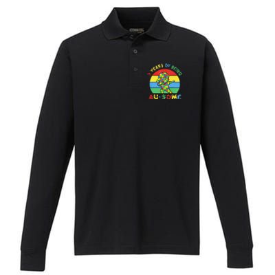 Autism Awareness Dabbing Awesome 3 Year Old 3rd Birthday Performance Long Sleeve Polo