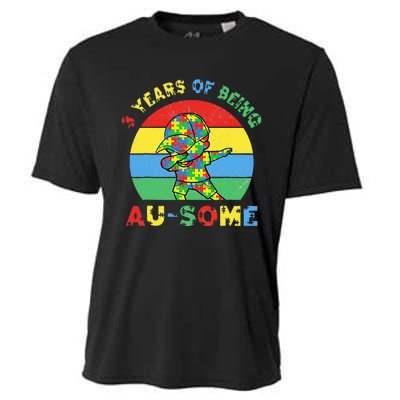 Autism Awareness Dabbing Awesome 3 Year Old 3rd Birthday Cooling Performance Crew T-Shirt