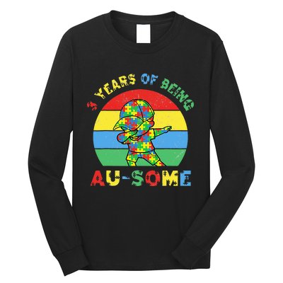 Autism Awareness Dabbing Awesome 3 Year Old 3rd Birthday Long Sleeve Shirt