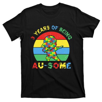 Autism Awareness Dabbing Awesome 3 Year Old 3rd Birthday T-Shirt