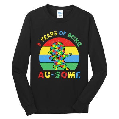 Autism Awareness Dabbing Awesome 3 Year Old 3rd Birthday Tall Long Sleeve T-Shirt