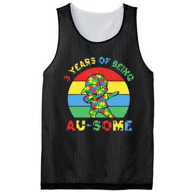 Autism Awareness Dabbing Awesome 3 Year Old 3rd Birthday Mesh Reversible Basketball Jersey Tank