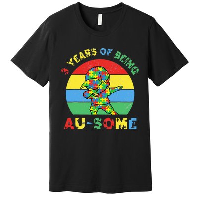 Autism Awareness Dabbing Awesome 3 Year Old 3rd Birthday Premium T-Shirt