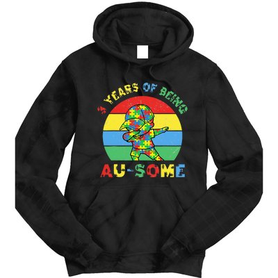 Autism Awareness Dabbing Awesome 3 Year Old 3rd Birthday Tie Dye Hoodie