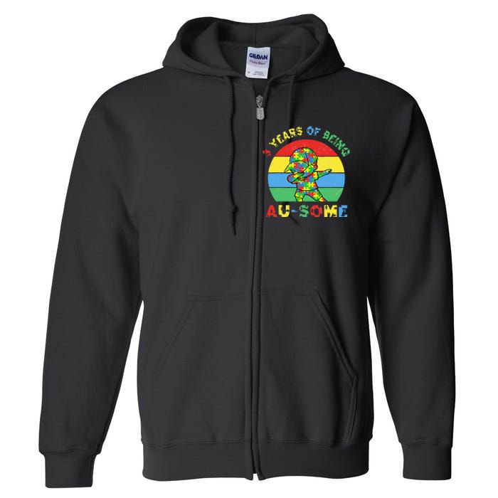 Autism Awareness Dabbing Awesome 3 Year Old 3rd Birthday Full Zip Hoodie