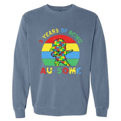 Autism Awareness Dabbing Awesome 3 Year Old 3rd Birthday Garment-Dyed Sweatshirt