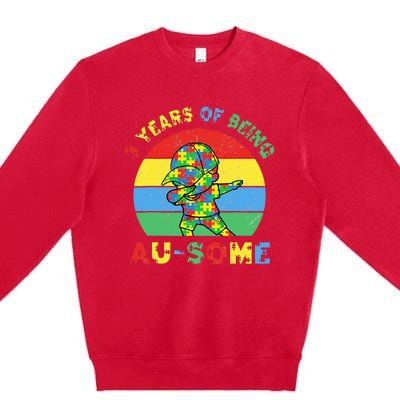 Autism Awareness Dabbing Awesome 3 Year Old 3rd Birthday Premium Crewneck Sweatshirt