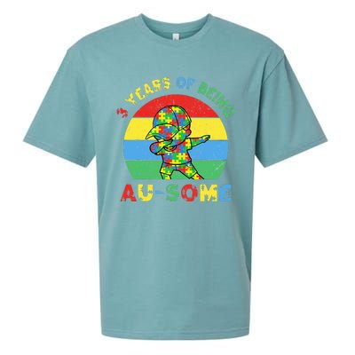 Autism Awareness Dabbing Awesome 3 Year Old 3rd Birthday Sueded Cloud Jersey T-Shirt