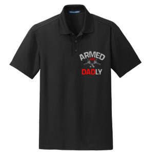 Armed And Dadly Father's day Dry Zone Grid Polo