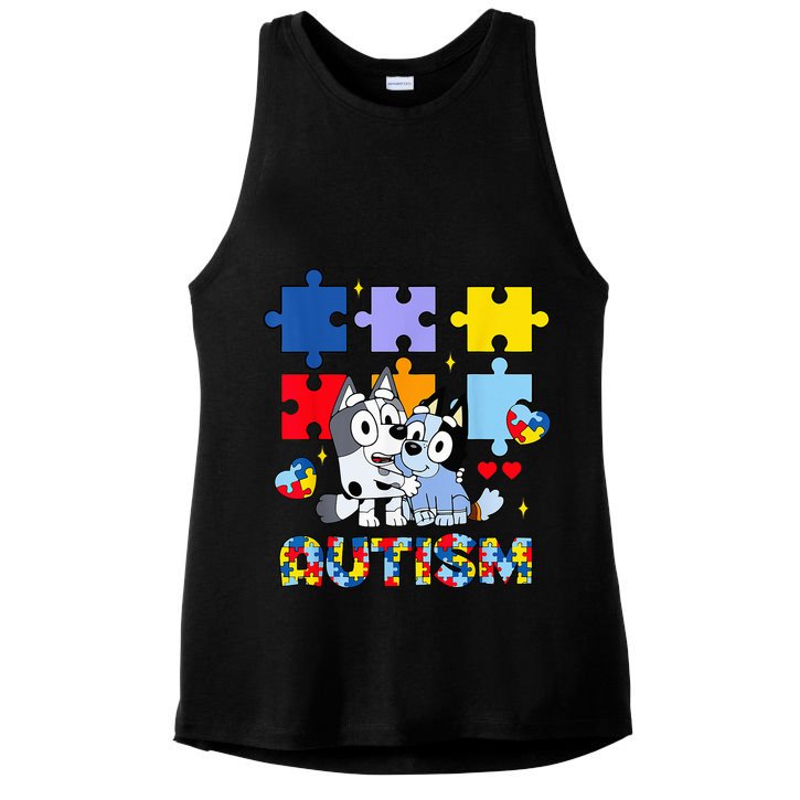 Autism Awareness Dog Lover Ladies PosiCharge Tri-Blend Wicking Tank
