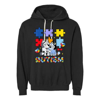 Autism Awareness Dog Lover Garment-Dyed Fleece Hoodie