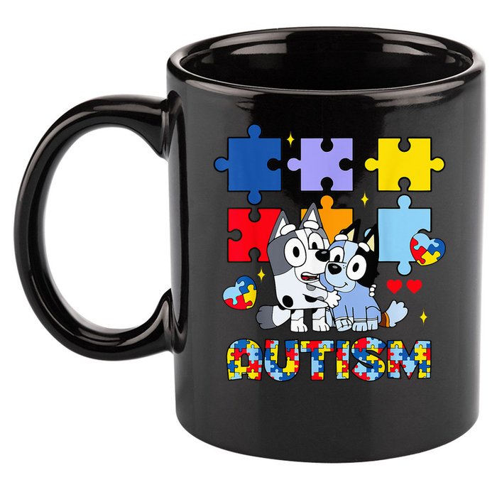Autism Awareness Dog Lover 11oz C Handle Ceramic Mug