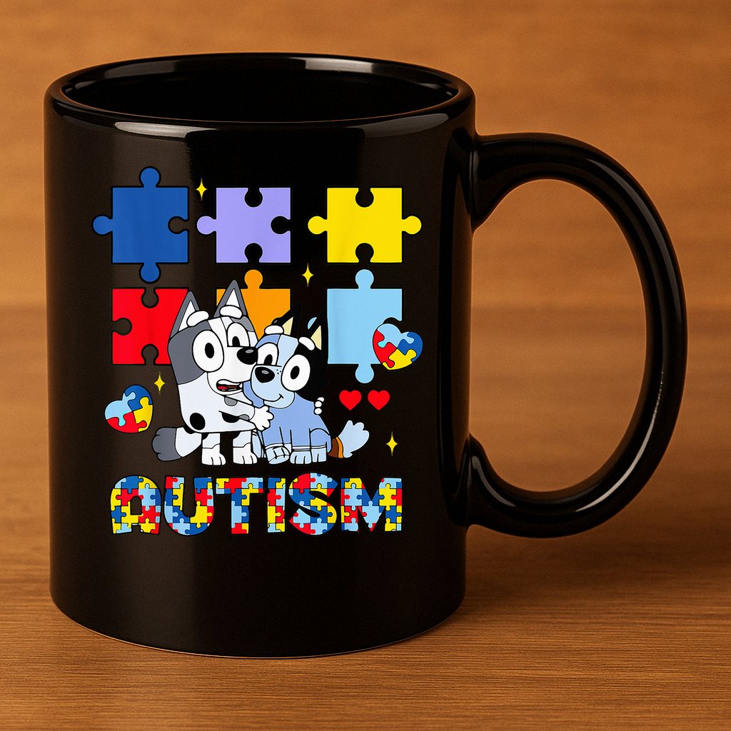 Autism Awareness Dog Lover 11oz C Handle Ceramic Mug