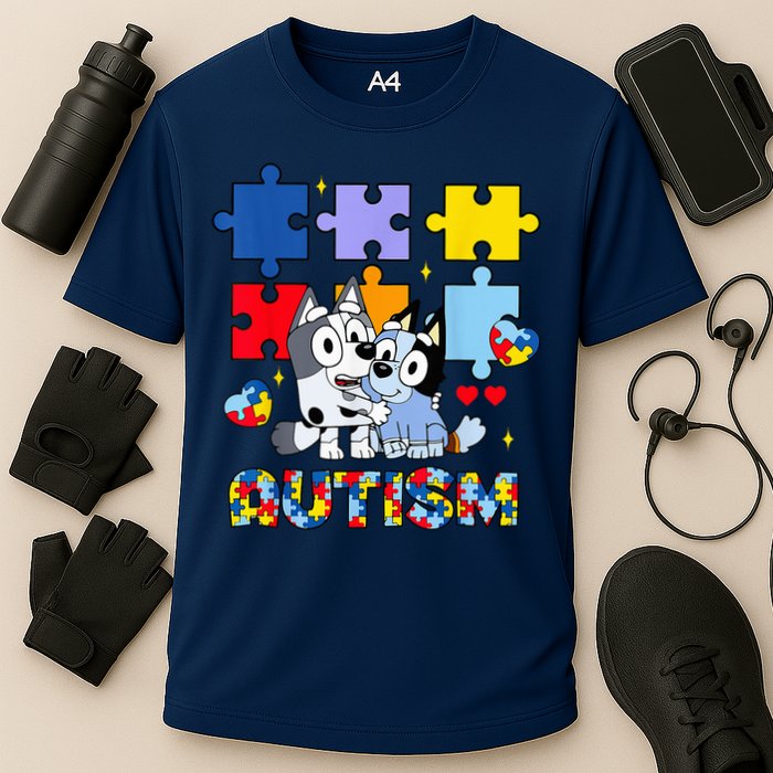 Autism Awareness Dog Lover Cooling Performance Crew T-Shirt