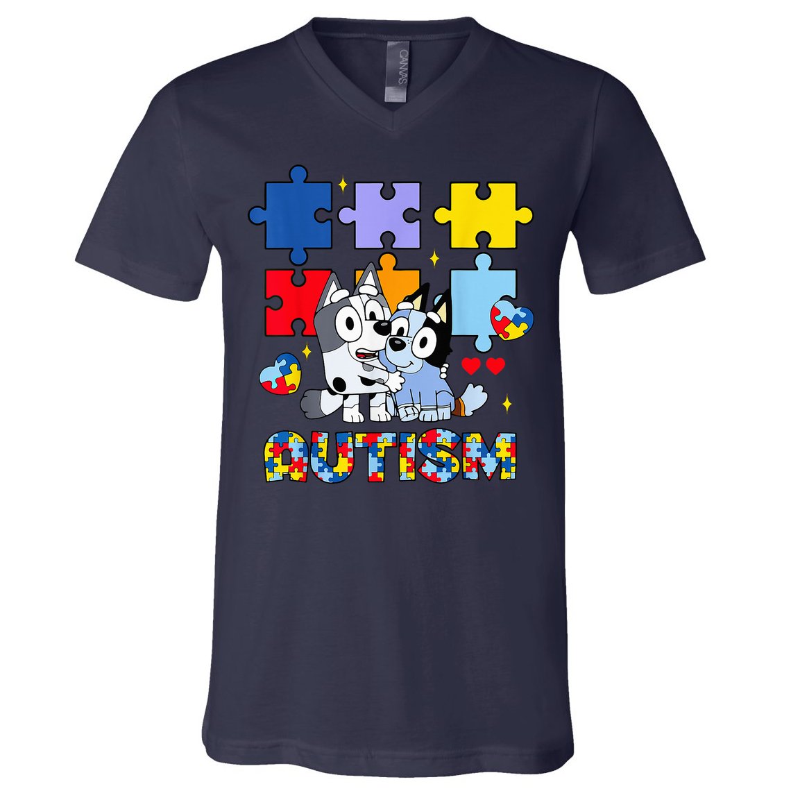 Autism Awareness Dog Lover V-Neck T-Shirt
