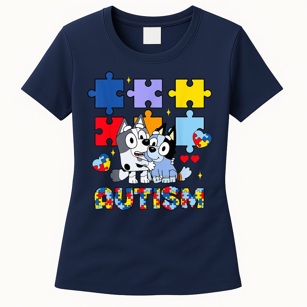Autism Awareness Dog Lover Womens T-Shirt