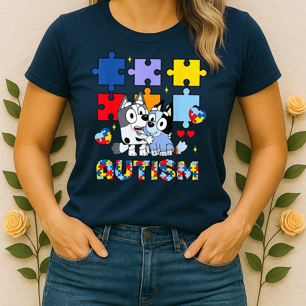 Autism Awareness Dog Lover Womens T-Shirt