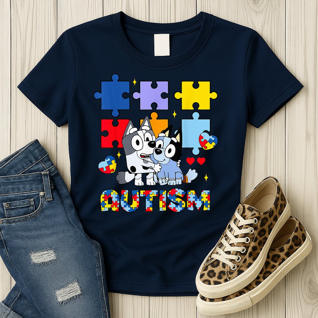Autism Awareness Dog Lover Womens T-Shirt