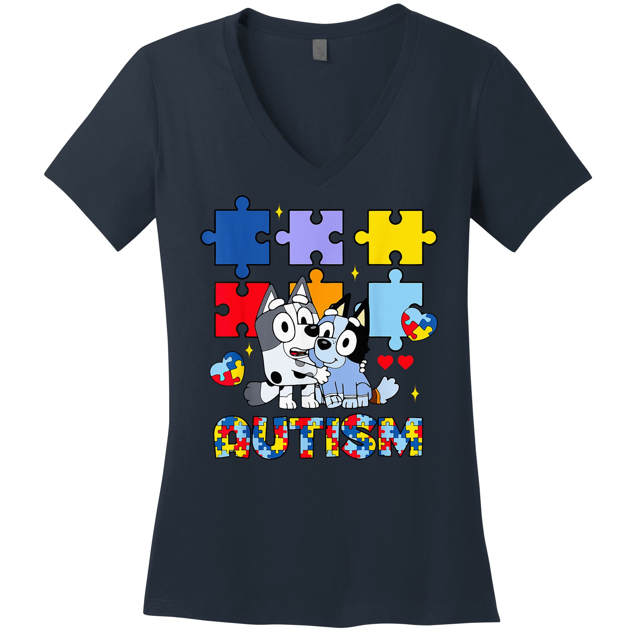 Autism Awareness Dog Lover Women's V-Neck T-Shirt