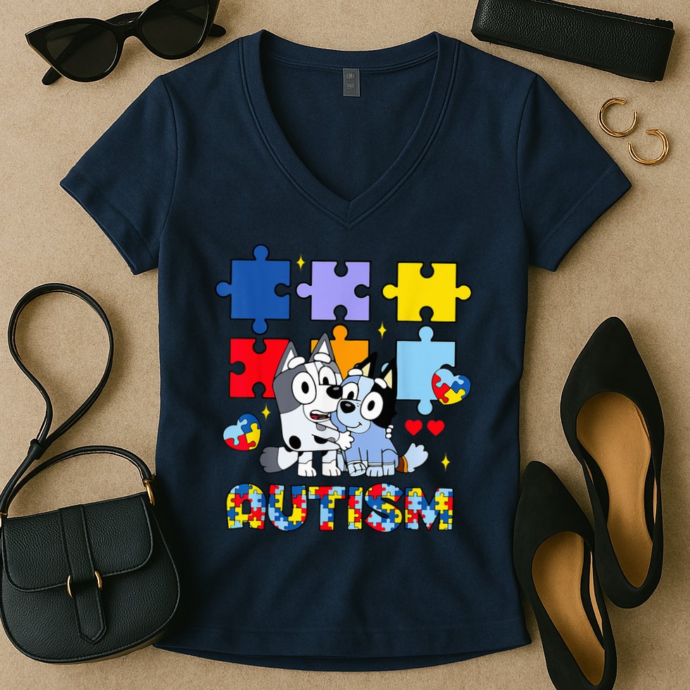 Autism Awareness Dog Lover Women's V-Neck T-Shirt