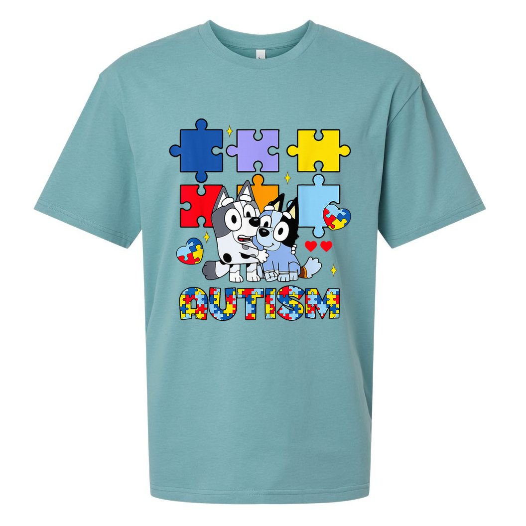 Autism Awareness Dog Lover Sueded Cloud Jersey T-Shirt