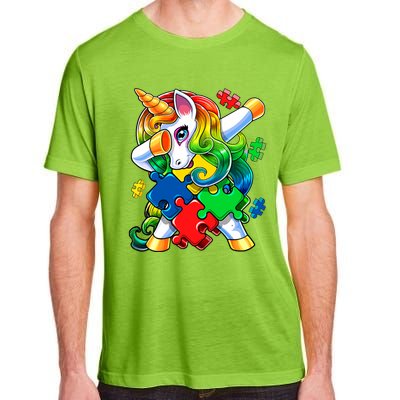 Autism Awareness Day Dabbing Unicorn Puzzle Piece Meaningful Gift Adult ChromaSoft Performance T-Shirt