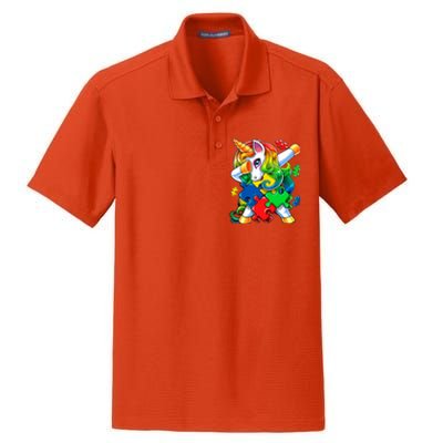 Autism Awareness Day Dabbing Unicorn Puzzle Piece Meaningful Gift Dry Zone Grid Polo