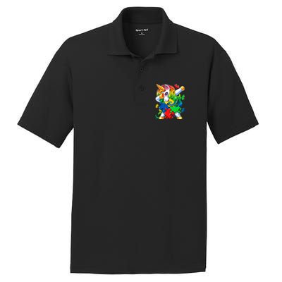 Autism Awareness Day Dabbing Unicorn Puzzle Piece Meaningful Gift PosiCharge RacerMesh Polo