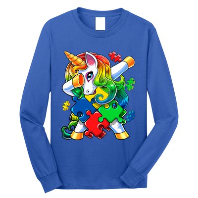 Autism Awareness Day Dabbing Unicorn Puzzle Piece Meaningful Gift Long Sleeve Shirt