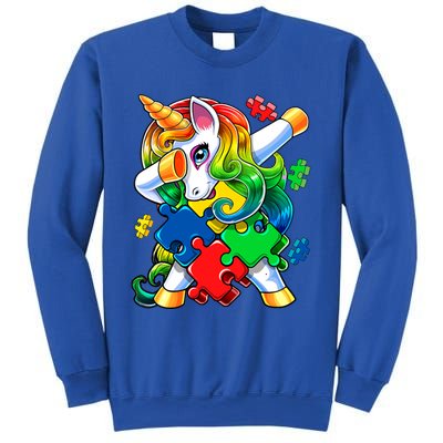 Autism Awareness Day Dabbing Unicorn Puzzle Piece Meaningful Gift Sweatshirt