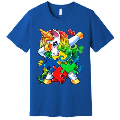 Autism Awareness Day Dabbing Unicorn Puzzle Piece Meaningful Gift Premium T-Shirt