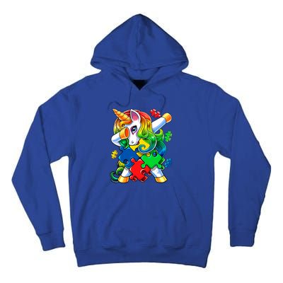 Autism Awareness Day Dabbing Unicorn Puzzle Piece Meaningful Gift Tall Hoodie