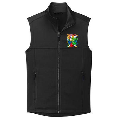 Autism Awareness Day Dabbing Unicorn Puzzle Piece Meaningful Gift Collective Smooth Fleece Vest