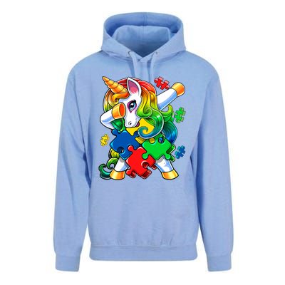 Autism Awareness Day Dabbing Unicorn Puzzle Piece Meaningful Gift Unisex Surf Hoodie