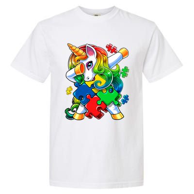 Autism Awareness Day Dabbing Unicorn Puzzle Piece Meaningful Gift Garment-Dyed Heavyweight T-Shirt