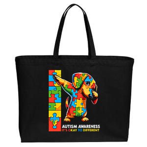 Autism Awareness Dabbing Dachshund Funny Gift Cotton Canvas Jumbo Tote