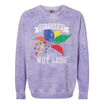 Autism Awareness Different Not Less Autistic Awareness Gift Colorblast Crewneck Sweatshirt