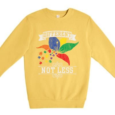 Autism Awareness Different Not Less Autistic Awareness Gift Premium Crewneck Sweatshirt