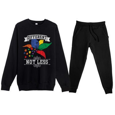 Autism Awareness Different Not Less Autistic Awareness Gift Premium Crewneck Sweatsuit Set