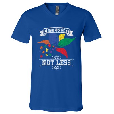 Autism Awareness Different Not Less Autistic Awareness Gift V-Neck T-Shirt