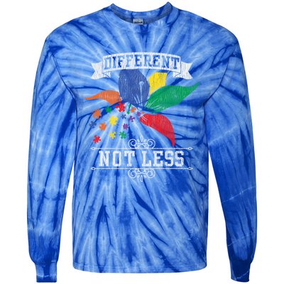 Autism Awareness Different Not Less Autistic Awareness Gift Tie-Dye Long Sleeve Shirt