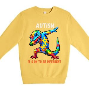 Autism Awareness Dabbing Gecko Gift Premium Crewneck Sweatshirt